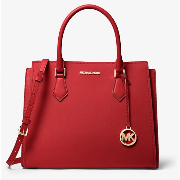 Michael Kors Hope Large Saffiano Leather Satchel | Bright Red - Picture 8 of 8